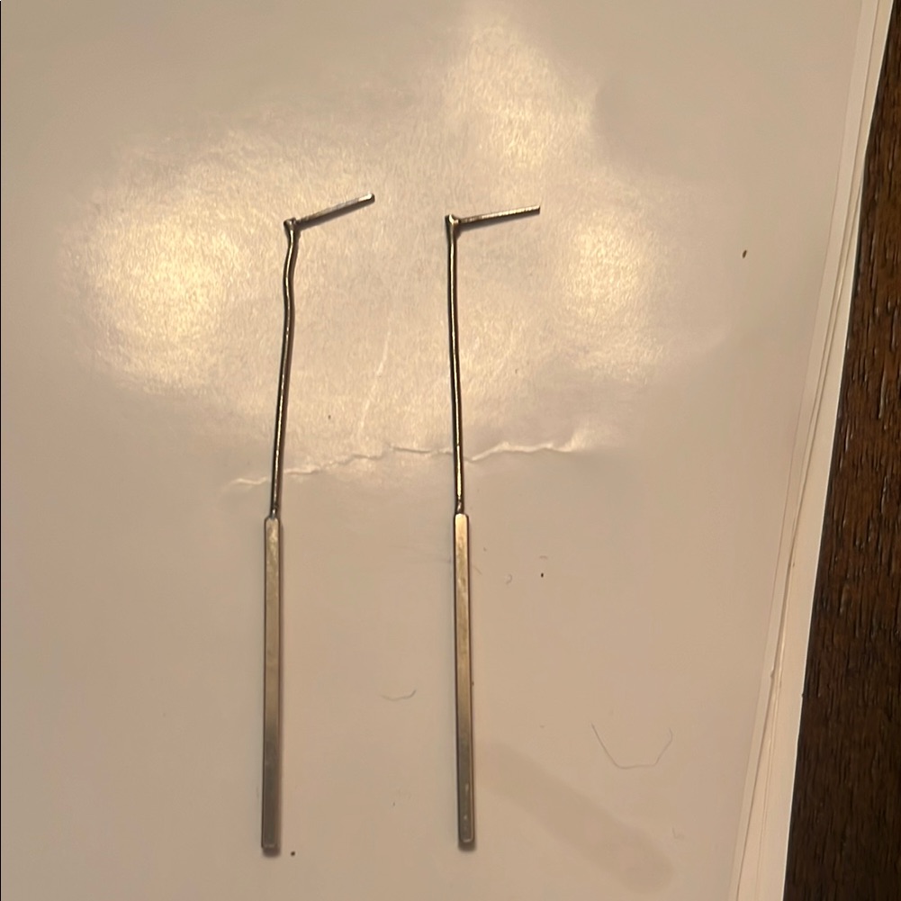 Silver Metal Drop Earrings